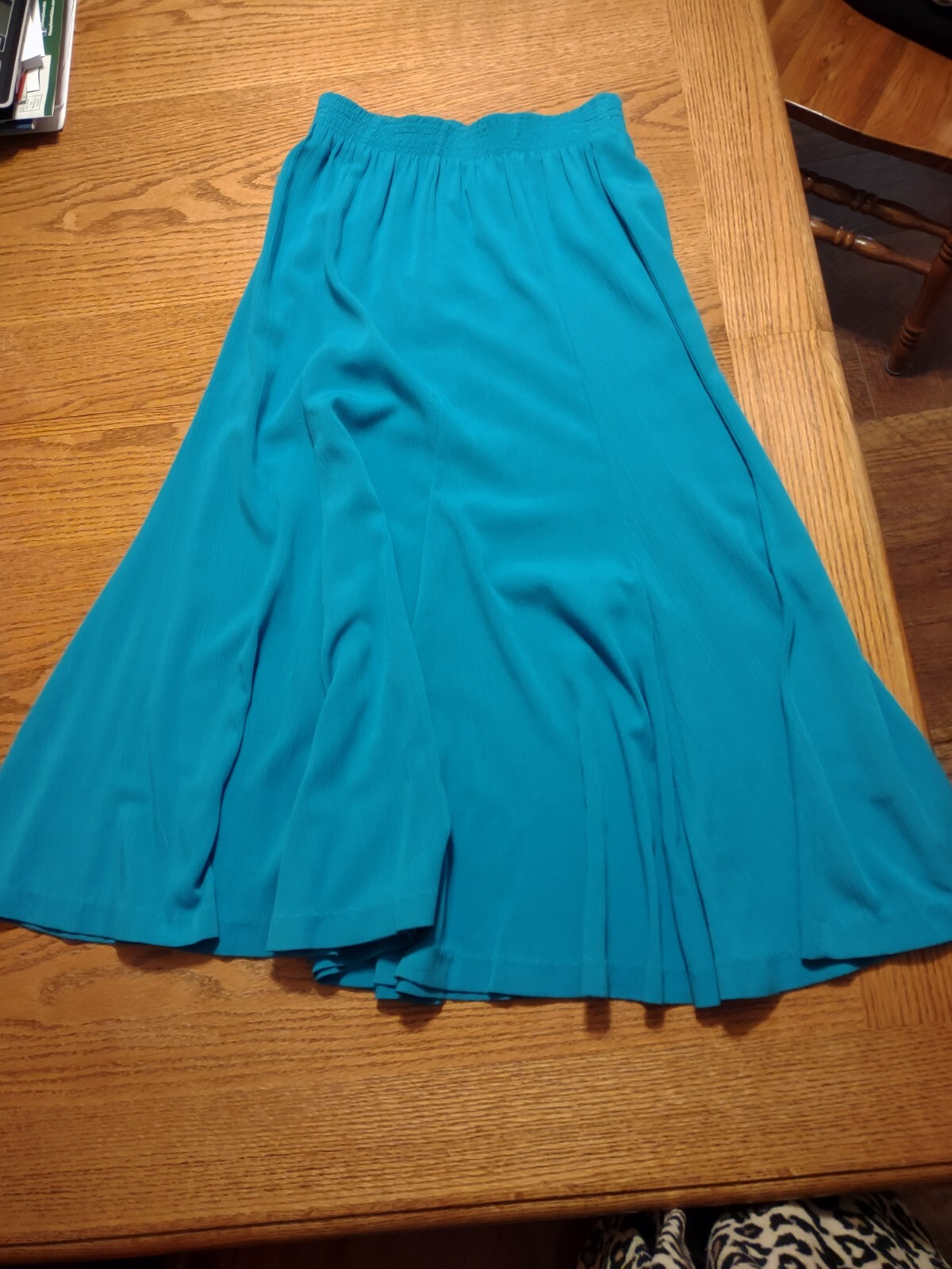 Vintage Peter Popavitch Skirt, M, Made in USA, Bright Teal