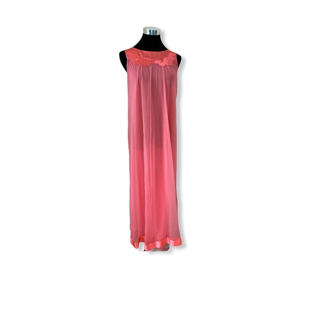 Vintage Nightgown Lingerie Chiffon Satin Nylon Gossard Artemis Petite S M