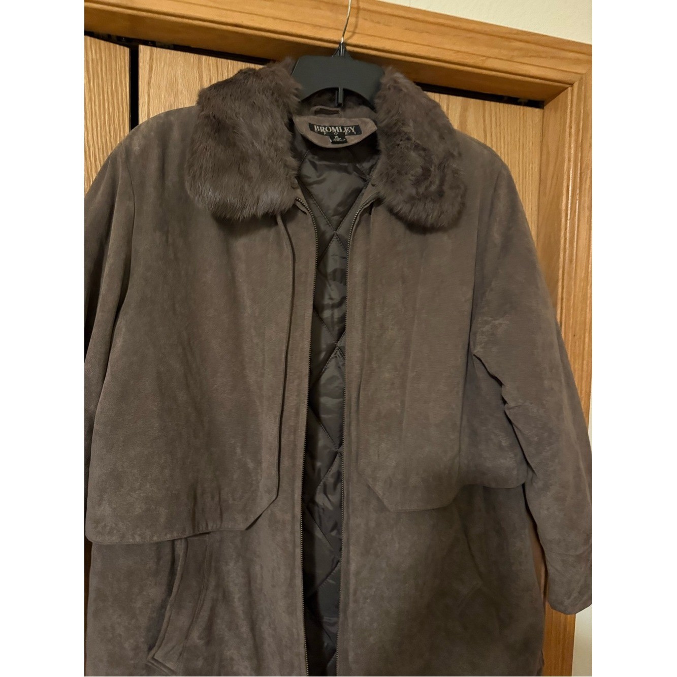Bromley Sport Vintage Brown Suede Coat with Fur Collar