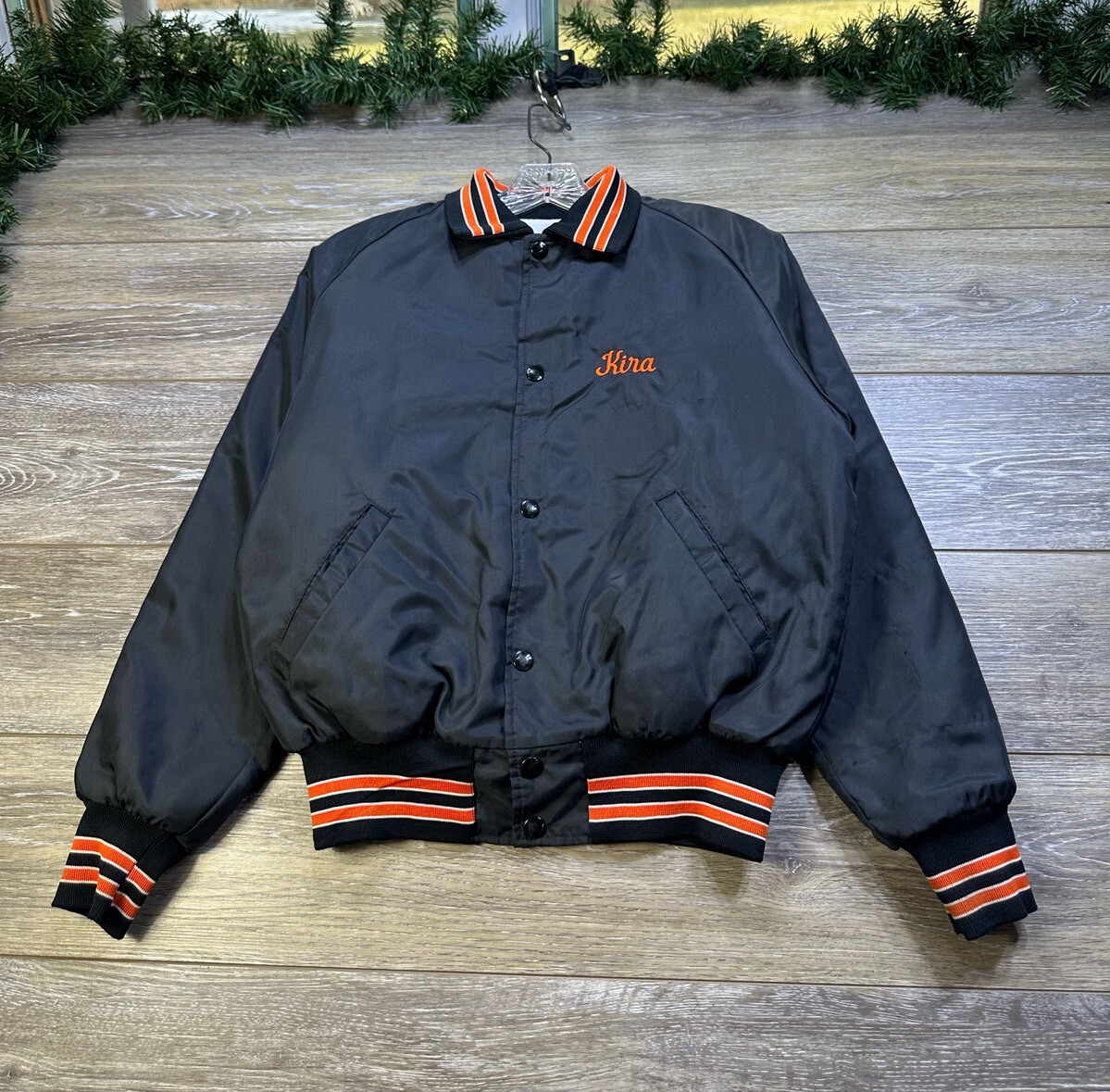 Waterloo Indians High School Satin Bomber Jacket Youth Large Don Alleson Vintage