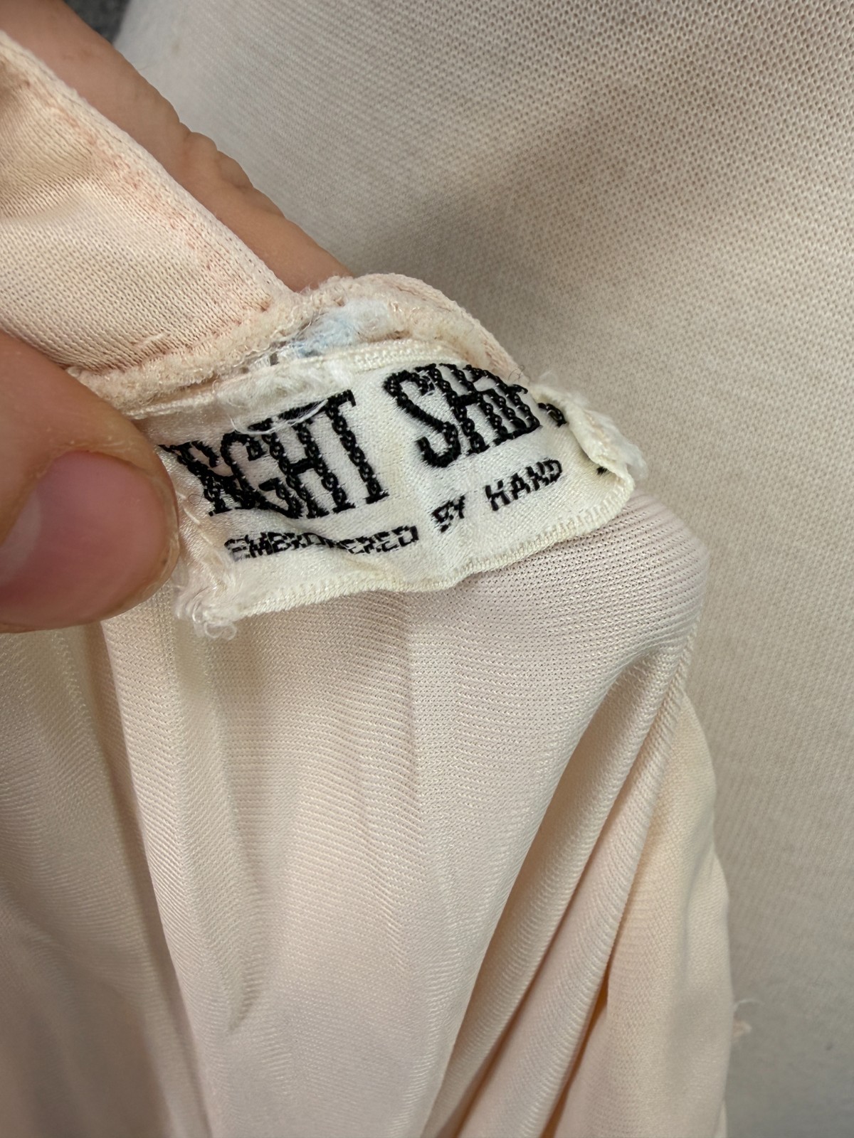 Vintage 60’s Nightie Nylon Nightgown Night Shift size M Embroidered Long Sleeve