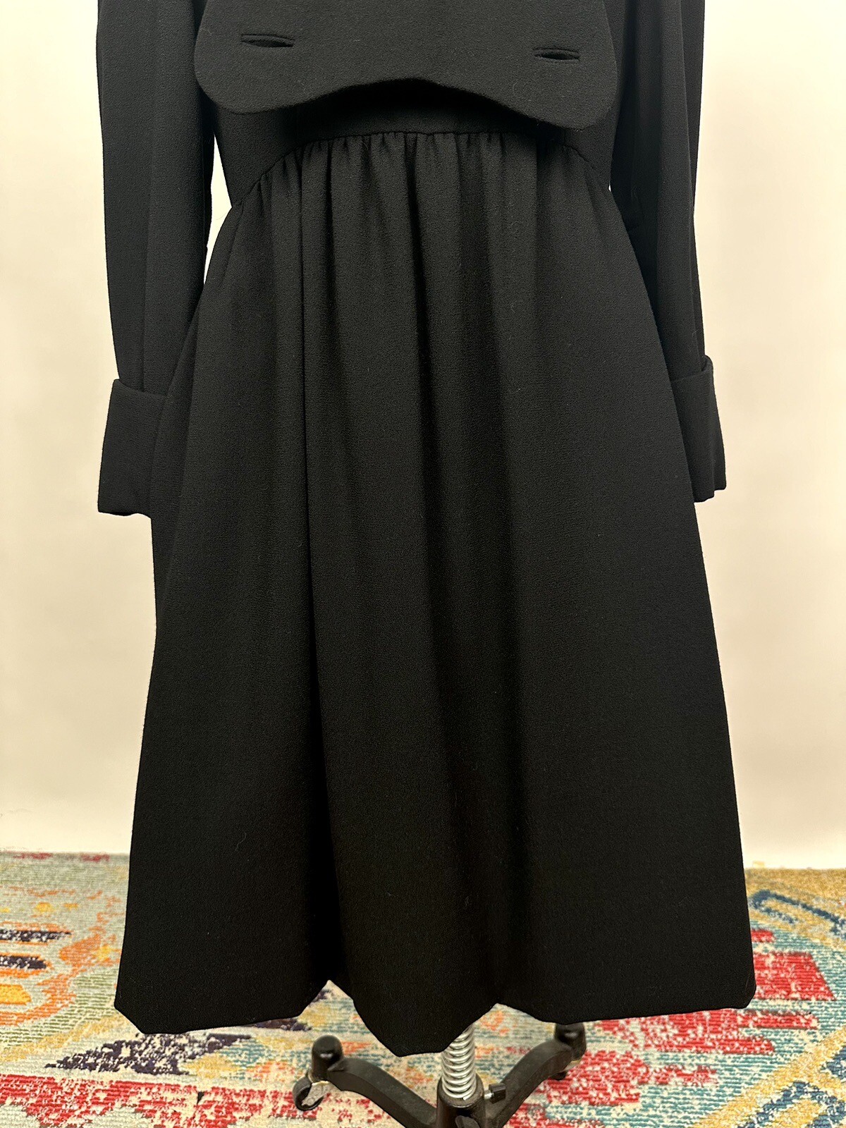 Vintage 1960s Geoffrey Beene Black Wool Long Sleeve Dress Mod – GoGo Style As Is