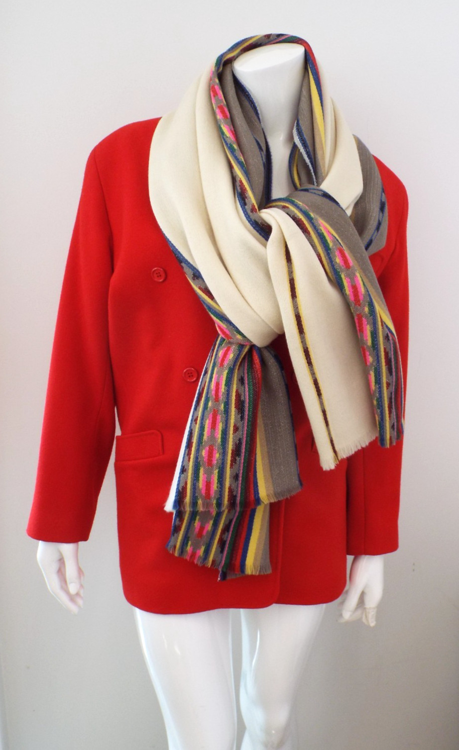 Vintage 1980s KENZO Wool & Cashmere Red Jacket Blazer Coat Size 38 Paris Lined