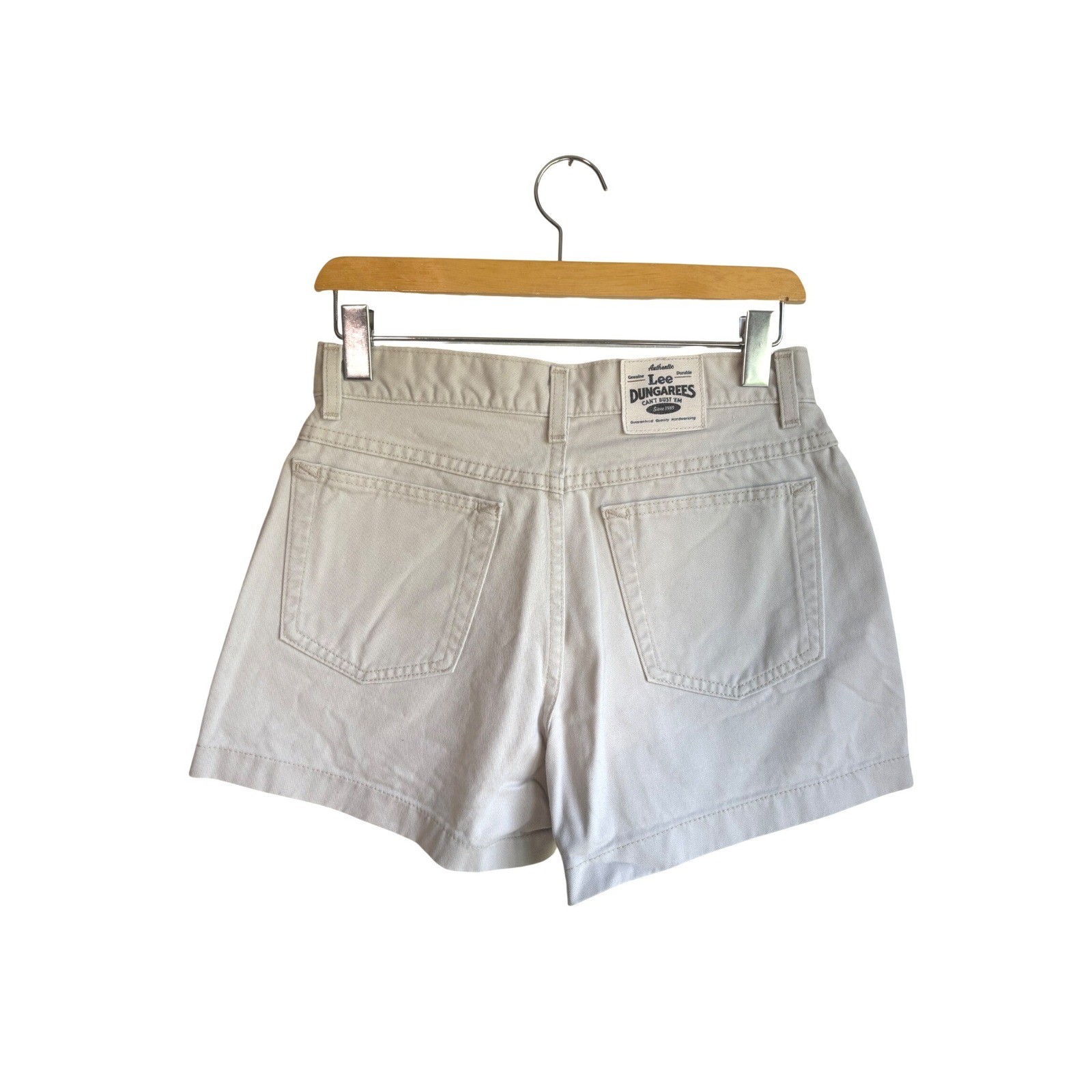 Vintage Lee Dungarees Cant Bust Em Khaki Shorts Women 7/28 High Rise Made in USA