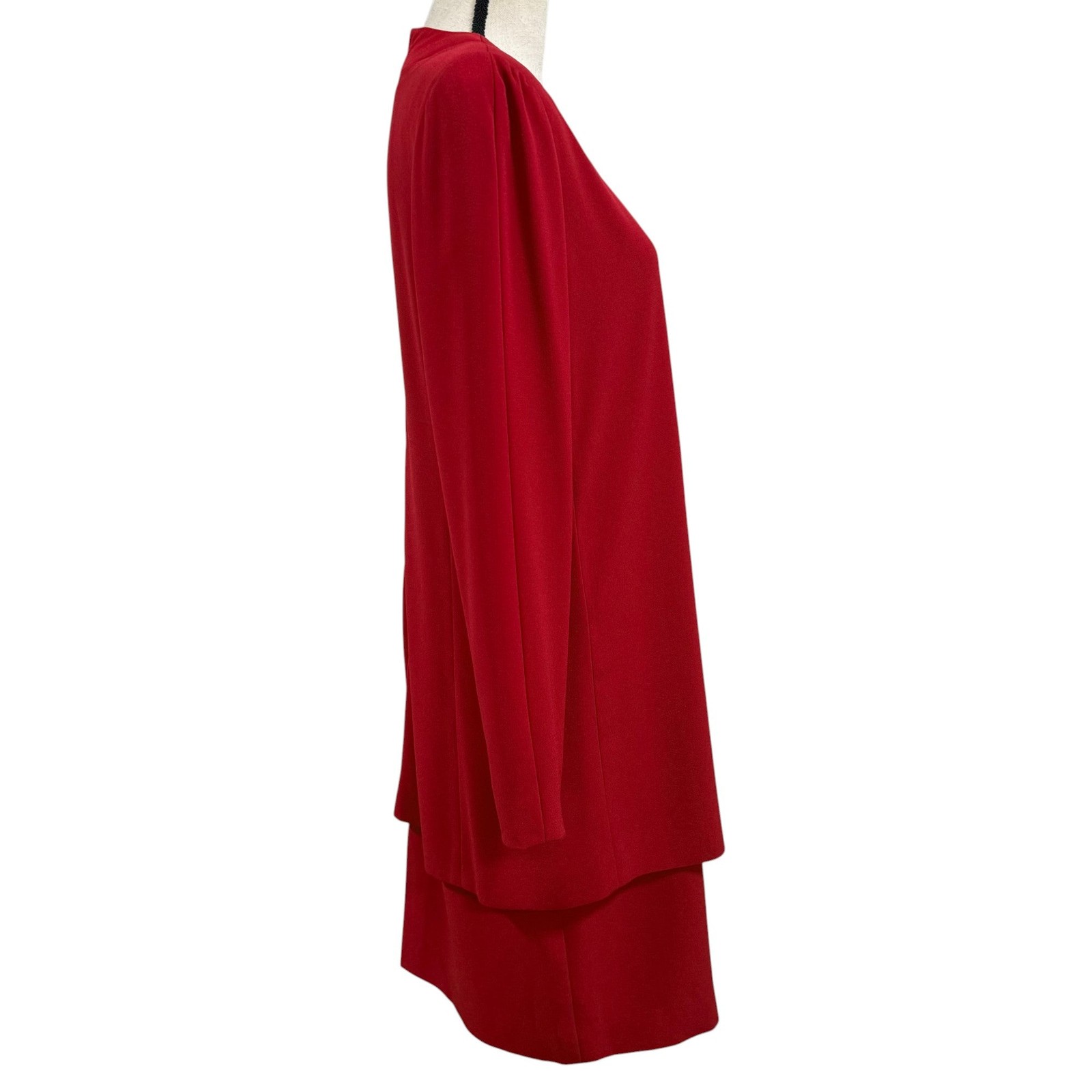 VTG 80s Evan Picone Red Long Sleeve Dress with Gold Buttons Size 10
