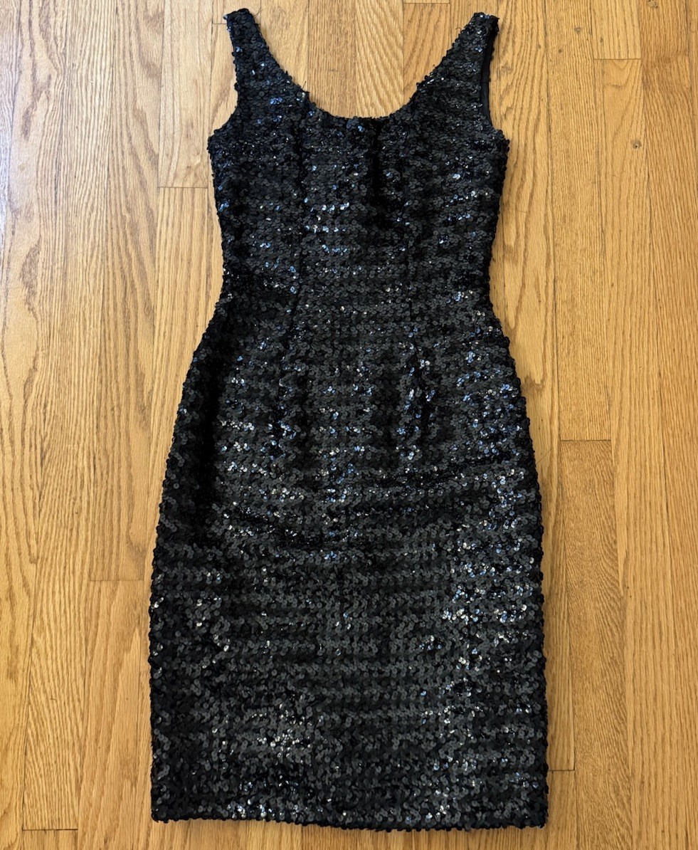 Vintage Belle Jacob Black Sequin Beaded Mini Cocktail Dress – ? Size Small/XS ?