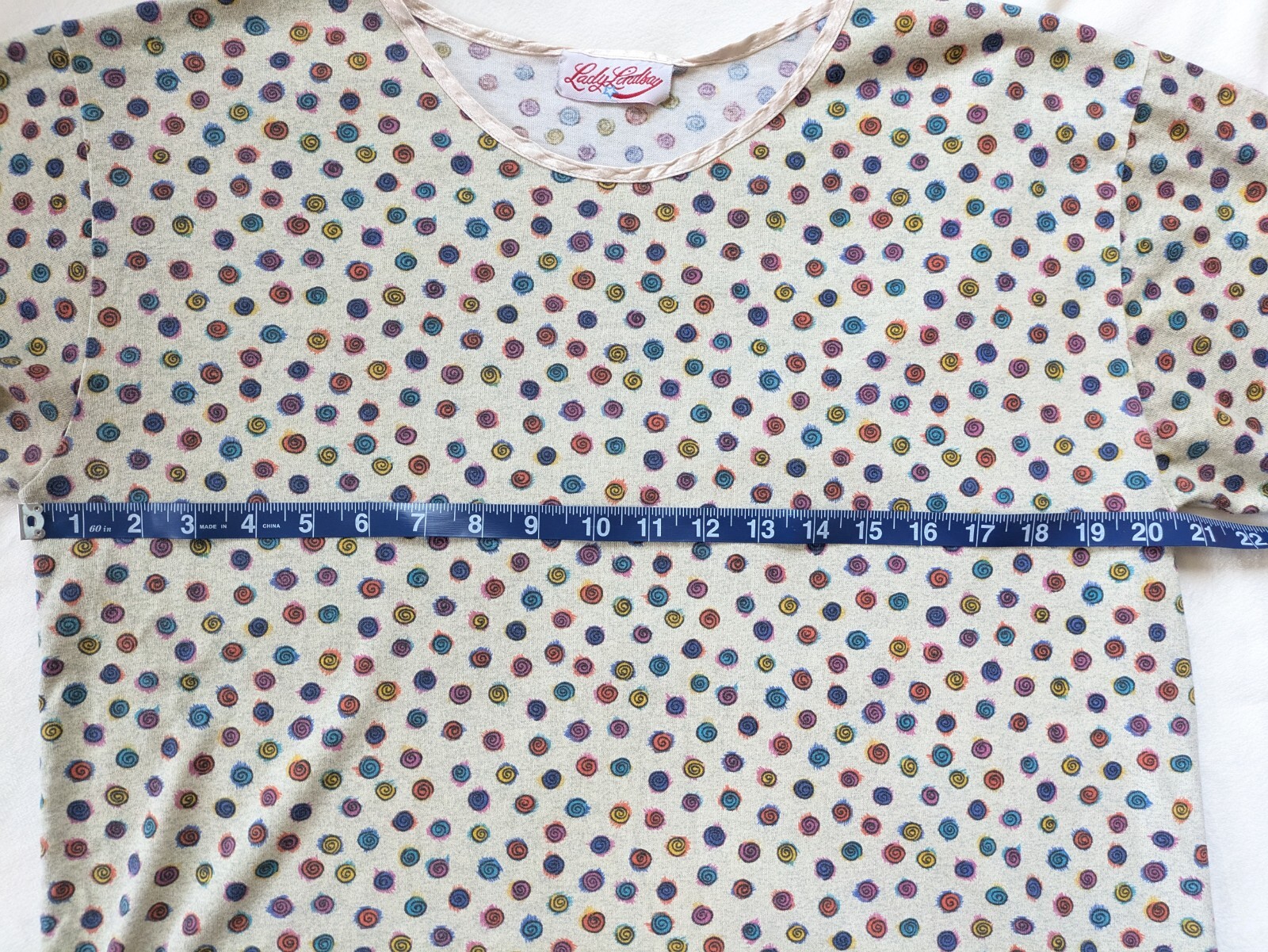 Vintage Single Stitch Short PJs Set Lady Lindsay Rainbow Swirls Women’s M
