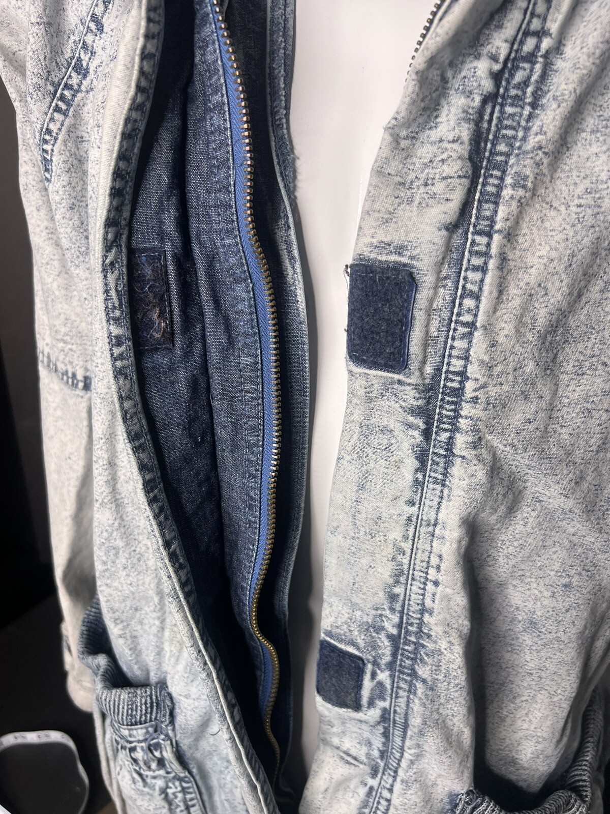 Vtg East West Coat Jacket Womens Lrg. Denim Stone Acid Wash 80’s Streetwear Y2K