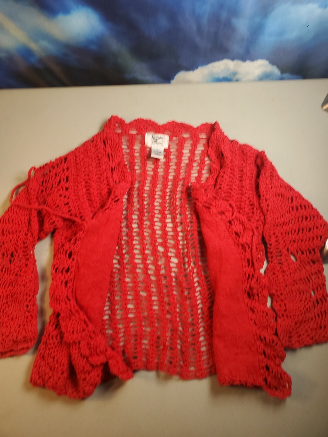 Vintage 80’s Bonnie And Bill By Holly Women’s Small Red Crochet Knit Sweater