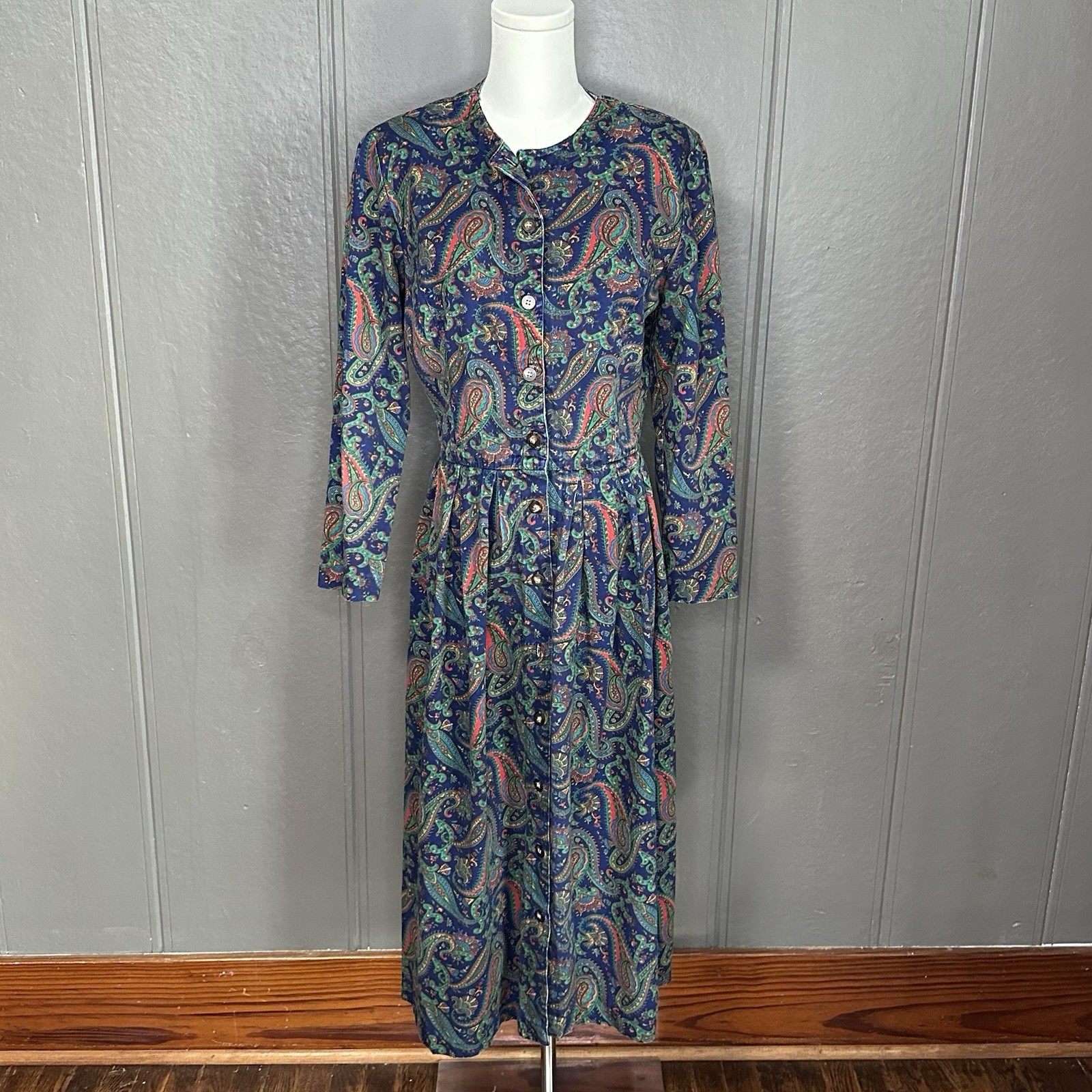 Vintage Talbots Sara Campbell Long Sleeve Paisley Dress