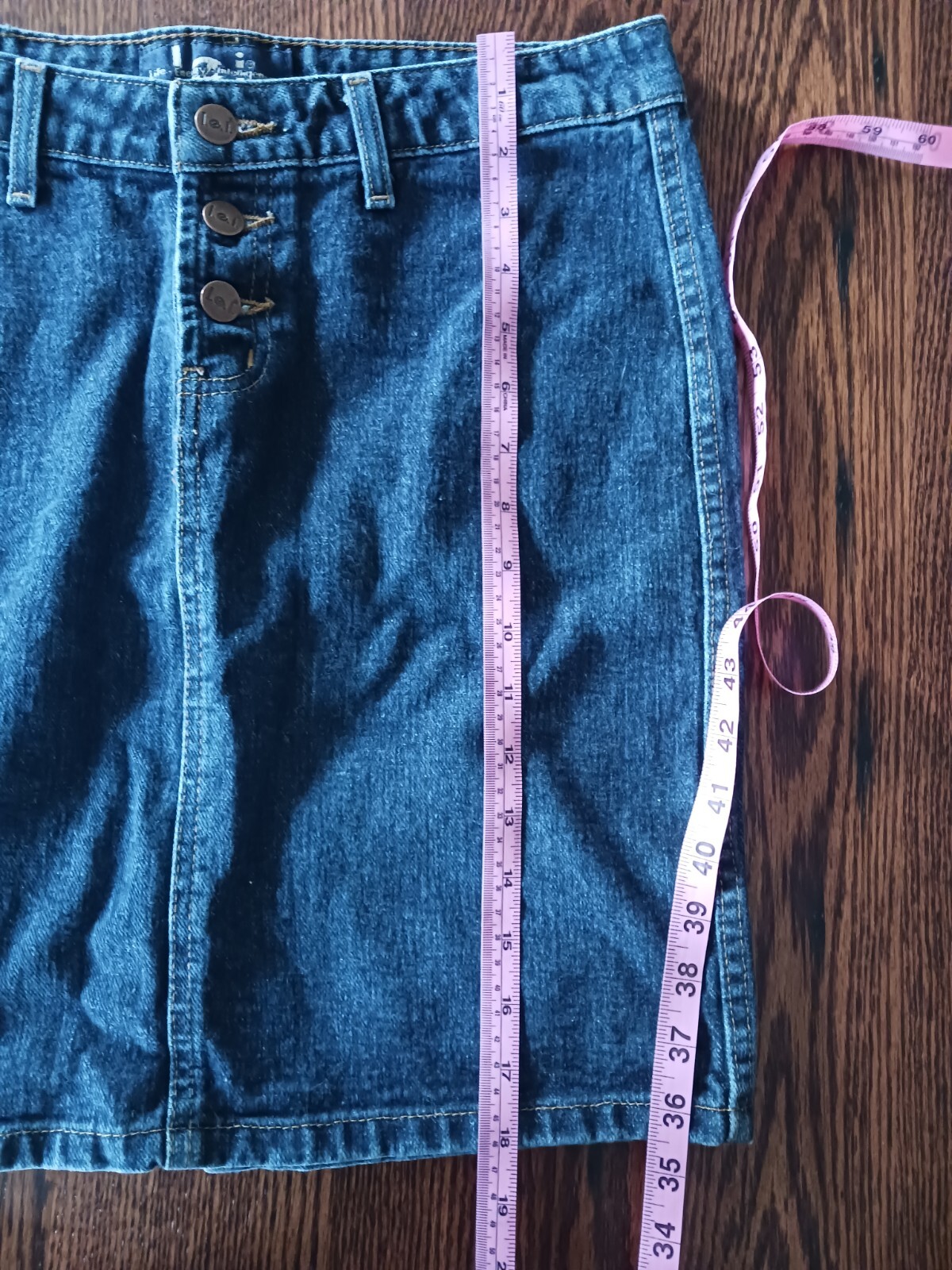 VTG L.E.i. Jeans Denim Skirt 90s Y2K Lei Mini Pencil Button Fly Junior 7 Small