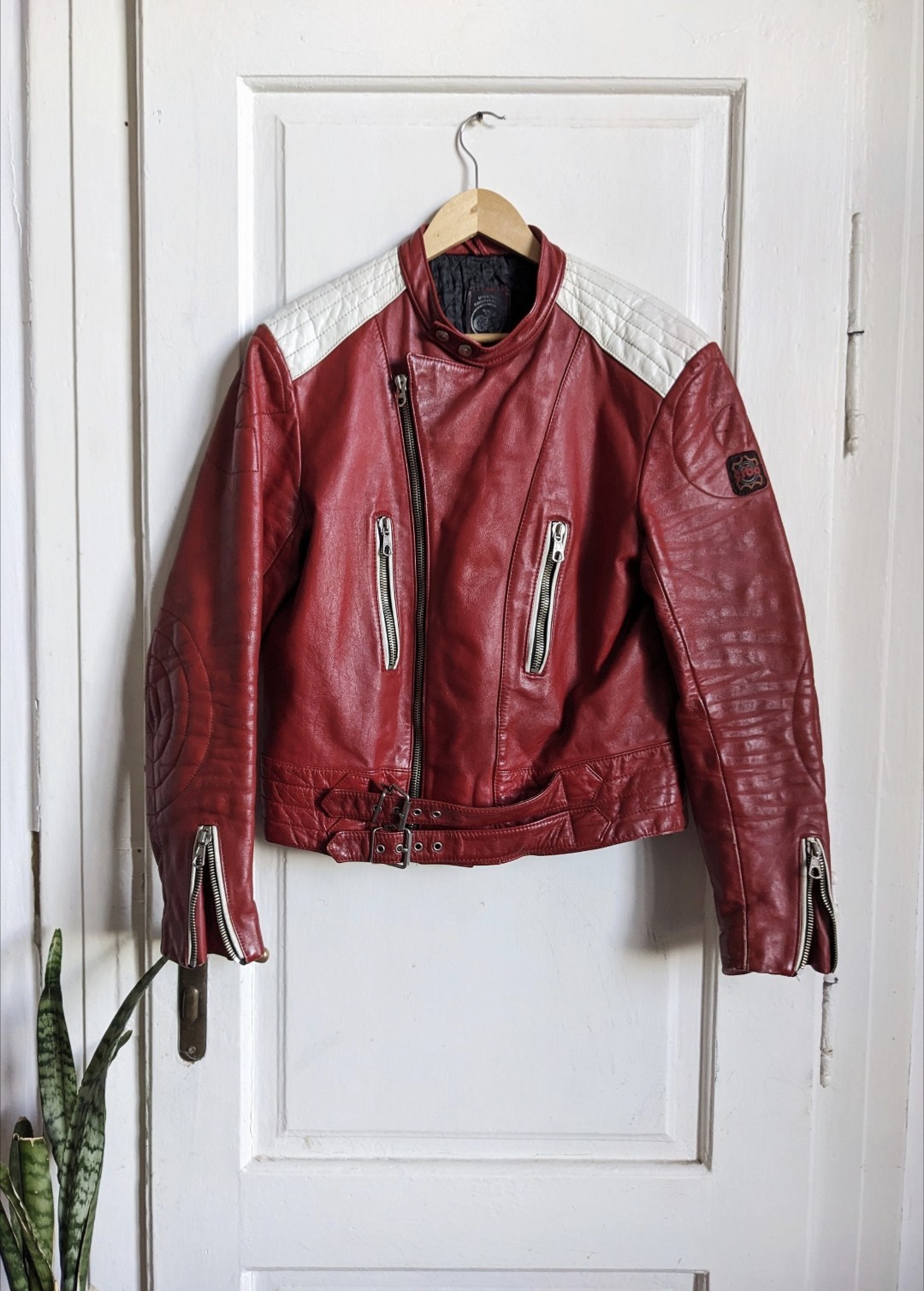 Vintage 70s Erbo Bike Leather Jacket Red