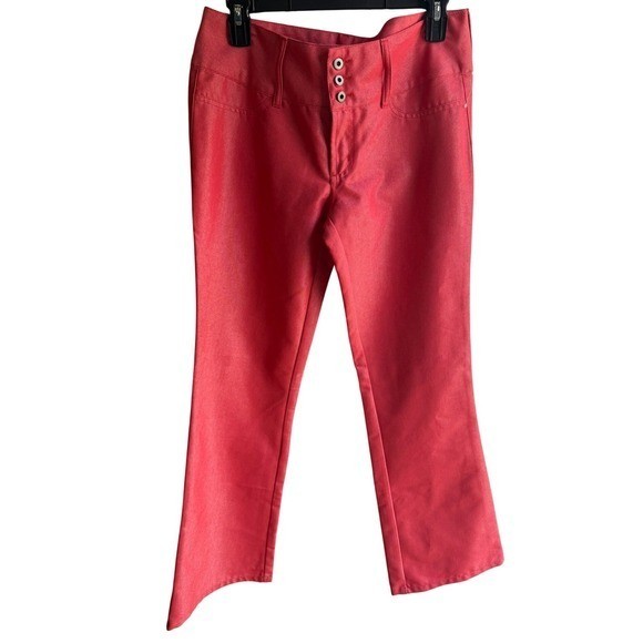 Tufi Duek NEW Women’s Vintage Retro Designer Red Low Rise Bell Bottoms EU42