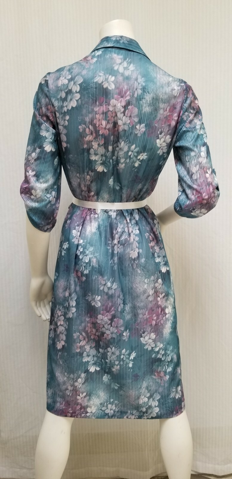 Vintage LAUREL RIDGE Floral SEMI SHEER KNIT DRESS – Size M – EUC