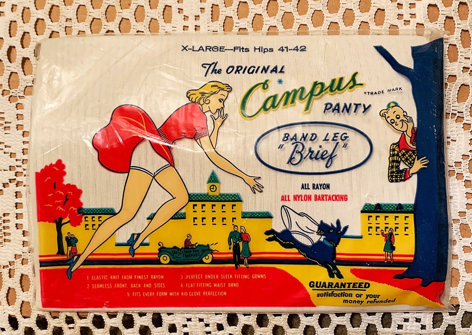 VTG 50’s 60’s NEW CAMPUS GRANNY PANTIES BAND LEG BRIEF UNDERWEAR RETRO XL NOS