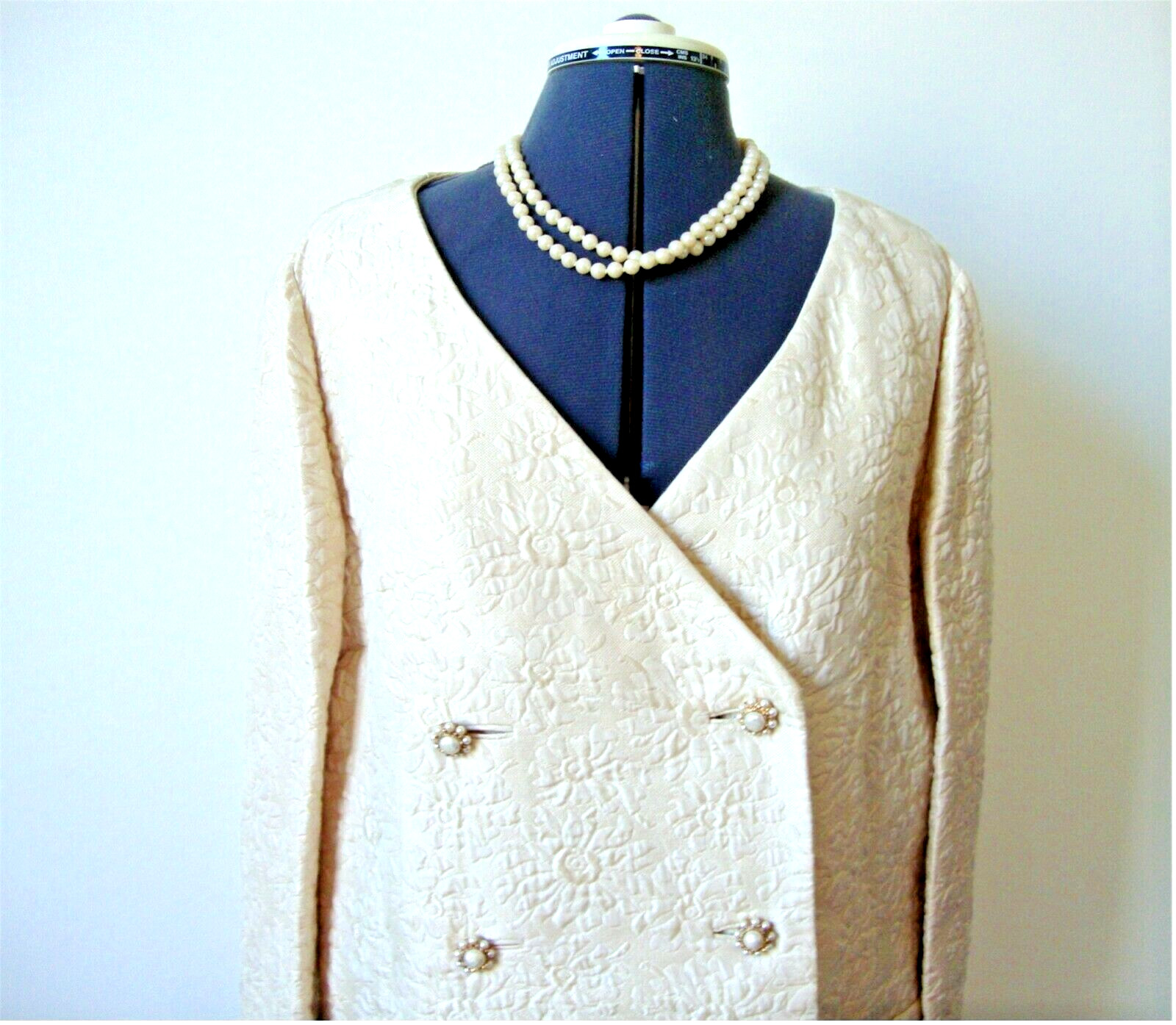 Vintage Coat Dress by Designer Charles Cooper Quilted Ivory Matelasse