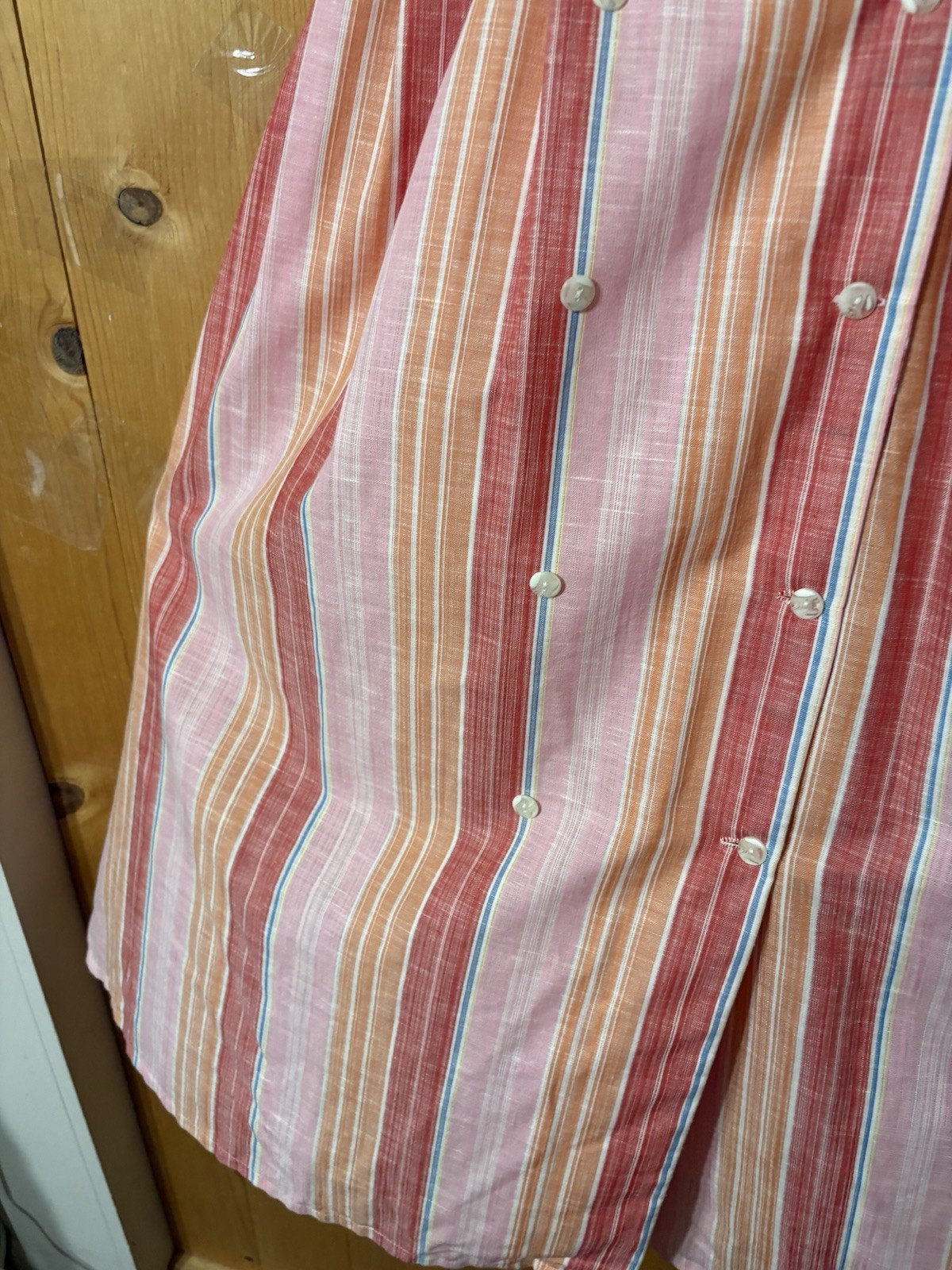 VTG Gianfranco Firenze Women’s Sz S Collared 50s Style Striped Maxi Dress Pink