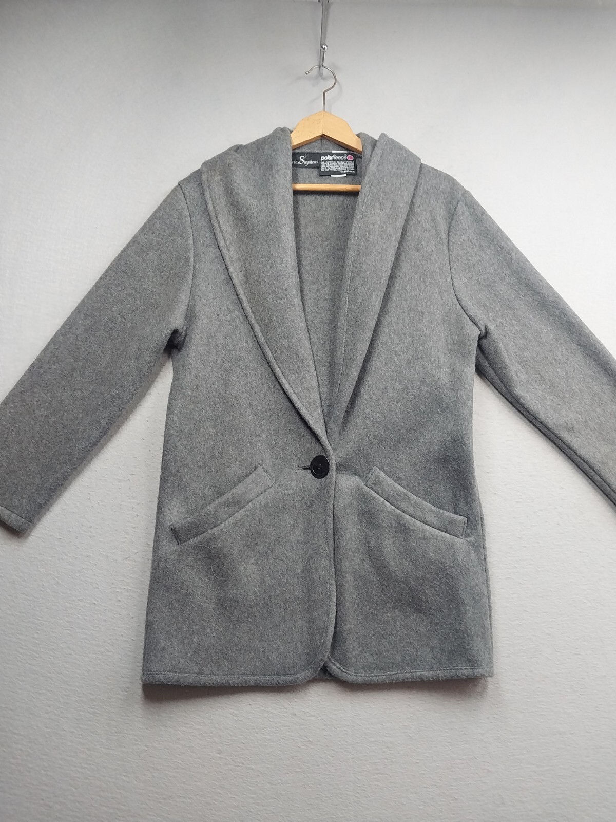 VGT Barrie Stephens Polar Fleece Small Malden Cardigan Sweater Button Gray USA