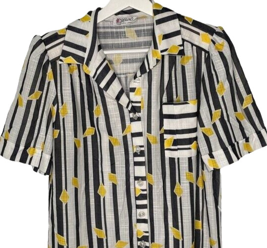 Vintage Black Yellow Geometric Shirt Dress Size Medium D’allaird’s of Canada