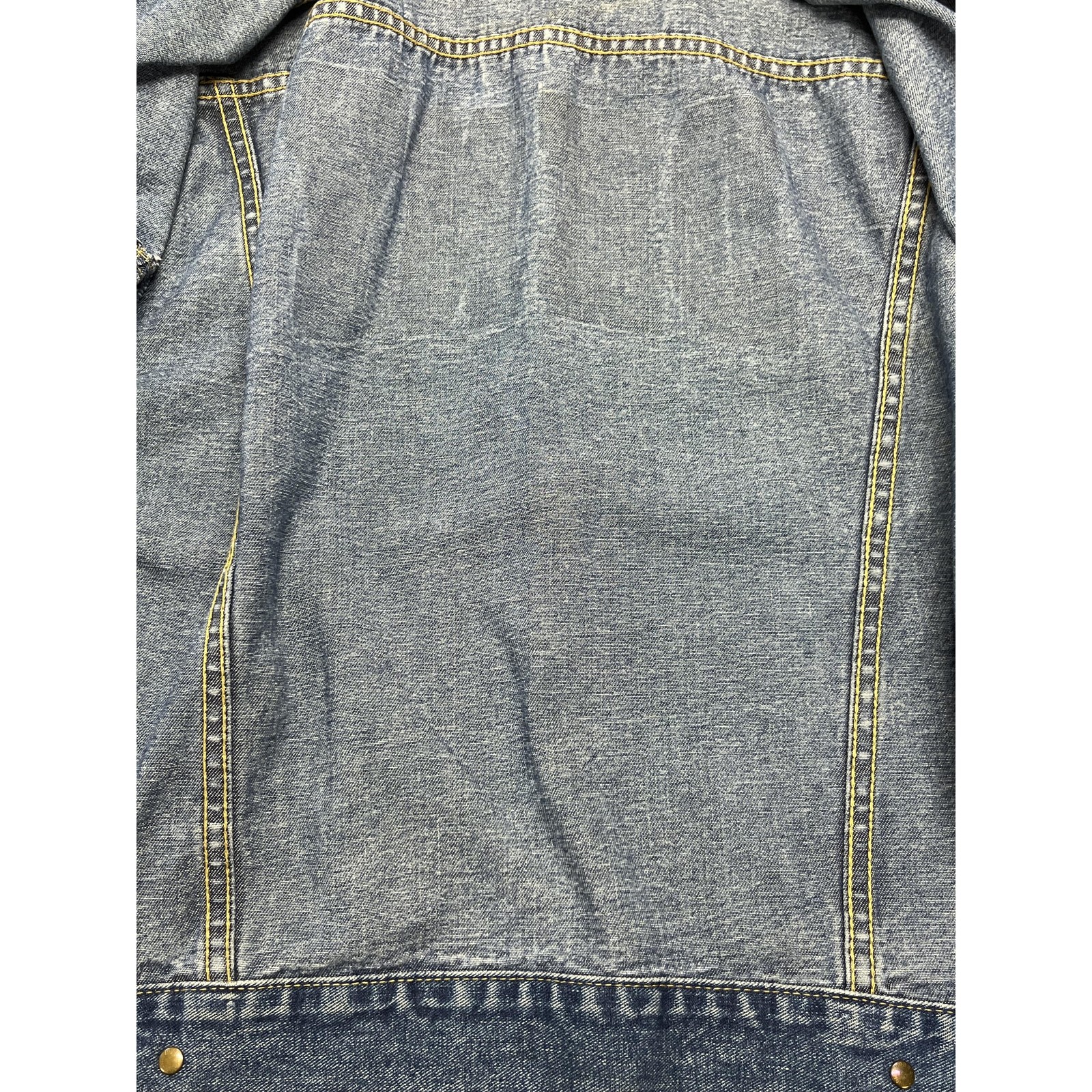 VTG DKNY Spellout Logo Womens’ Blue Jean Petite Button-Up Denim Jacket Size PM