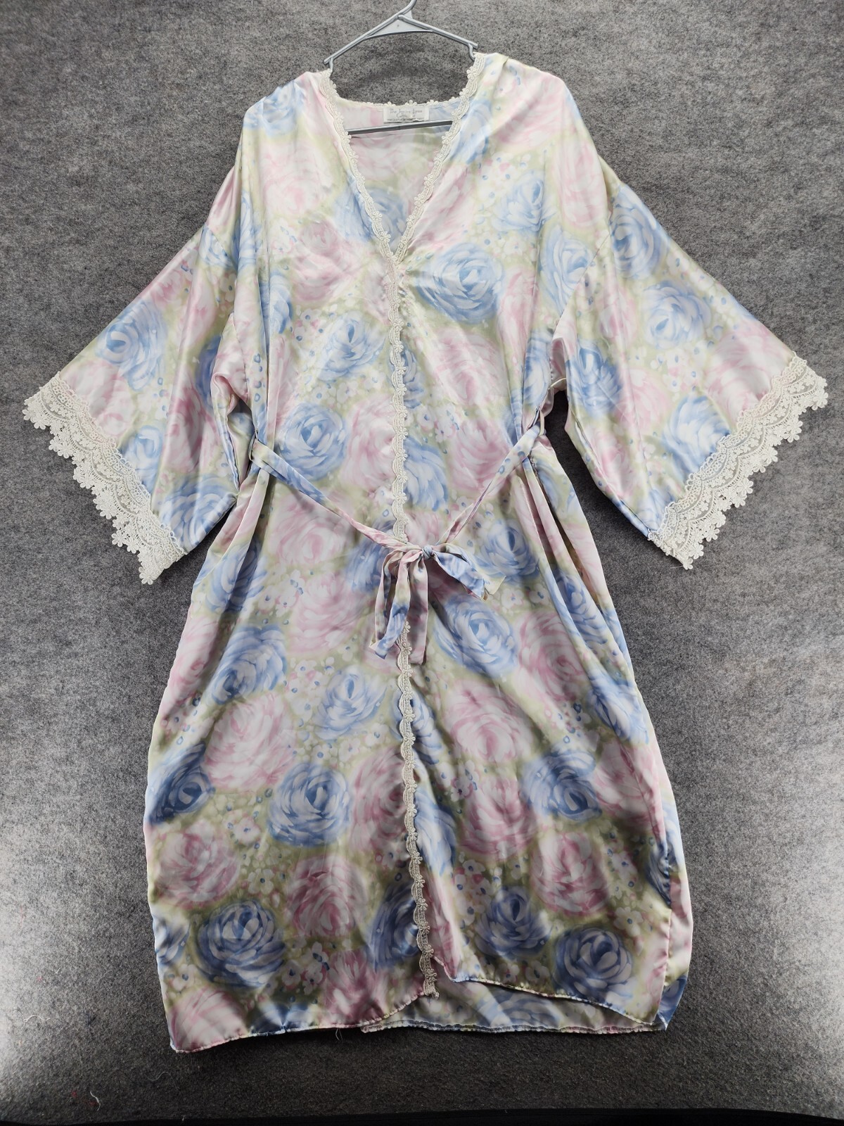 Vintage The Jessica Lynn Collection Silky Lace Trim Robe Womens Large Floral