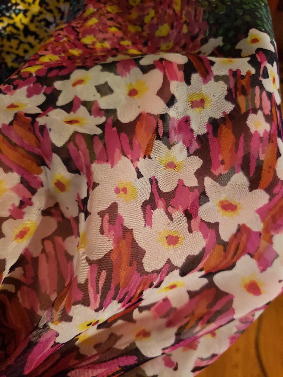 Vintage 1960s Don Luis De Espana multi Color floral Garden Chiffon Maxi Dress