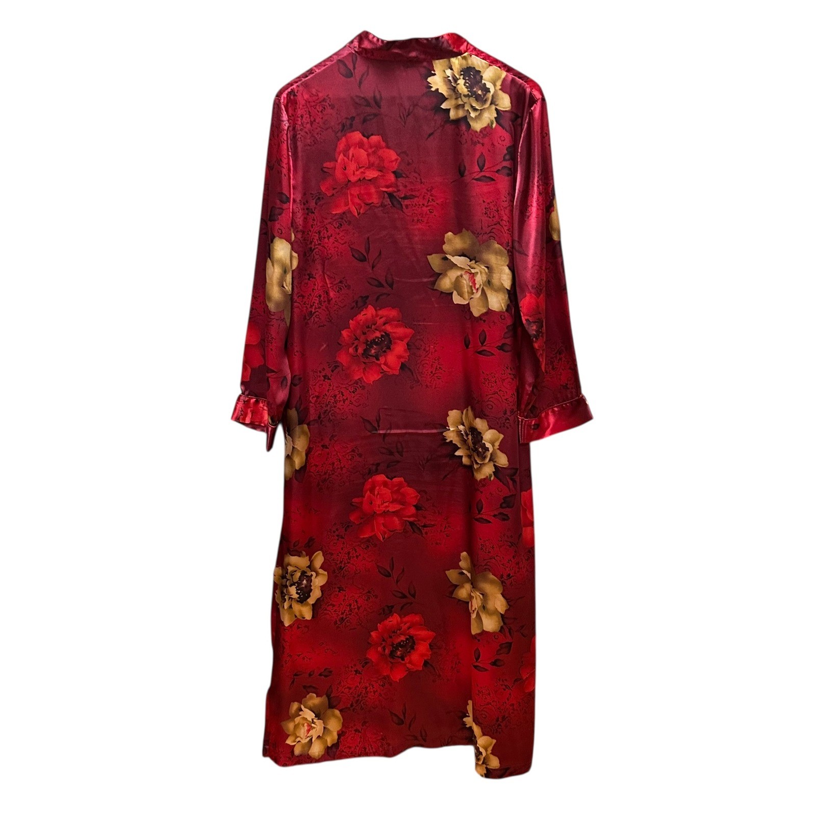 Vintage Inner Most Nightgown & Robe Red Floral Long Classic Romantic Feminine M