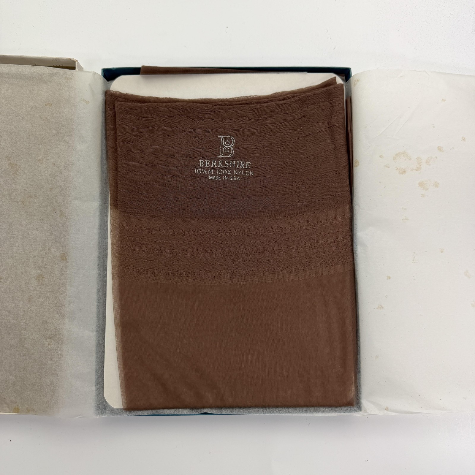 Berkshire Stockings Womens 10.5 Brown Nylon Sheer Action Top Made USA Vintage x2