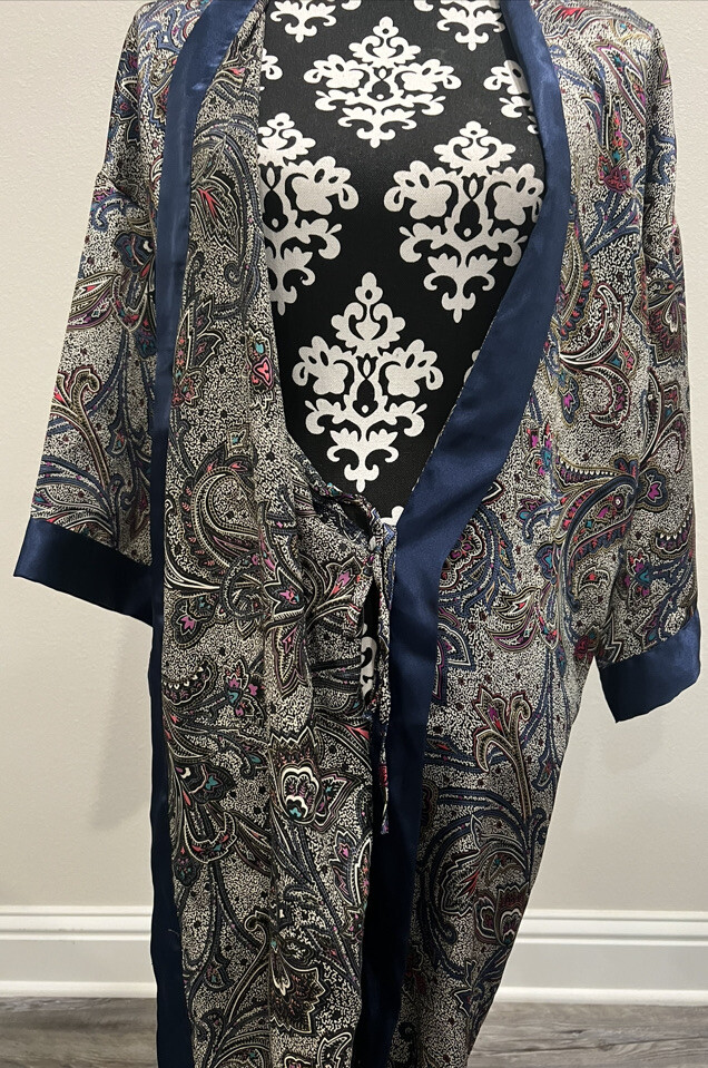 VTG 80’s Body Drama Lingerie Women’s Multicolored Paisley Print Kimono SS Robe M