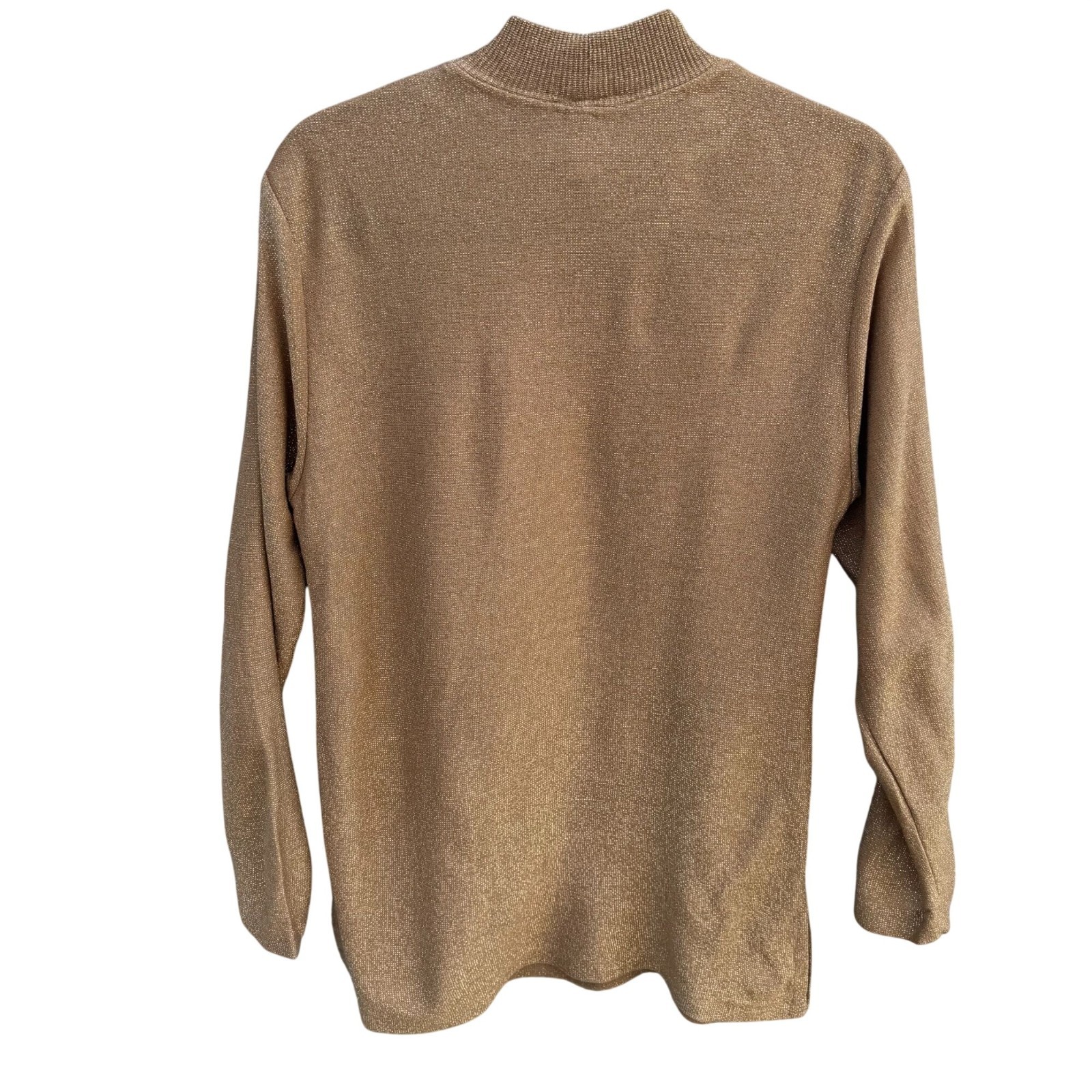 Cervelle Vintage Metallic Gold Mock Neck Shimmer Disco Knit Top S Holiday Glam