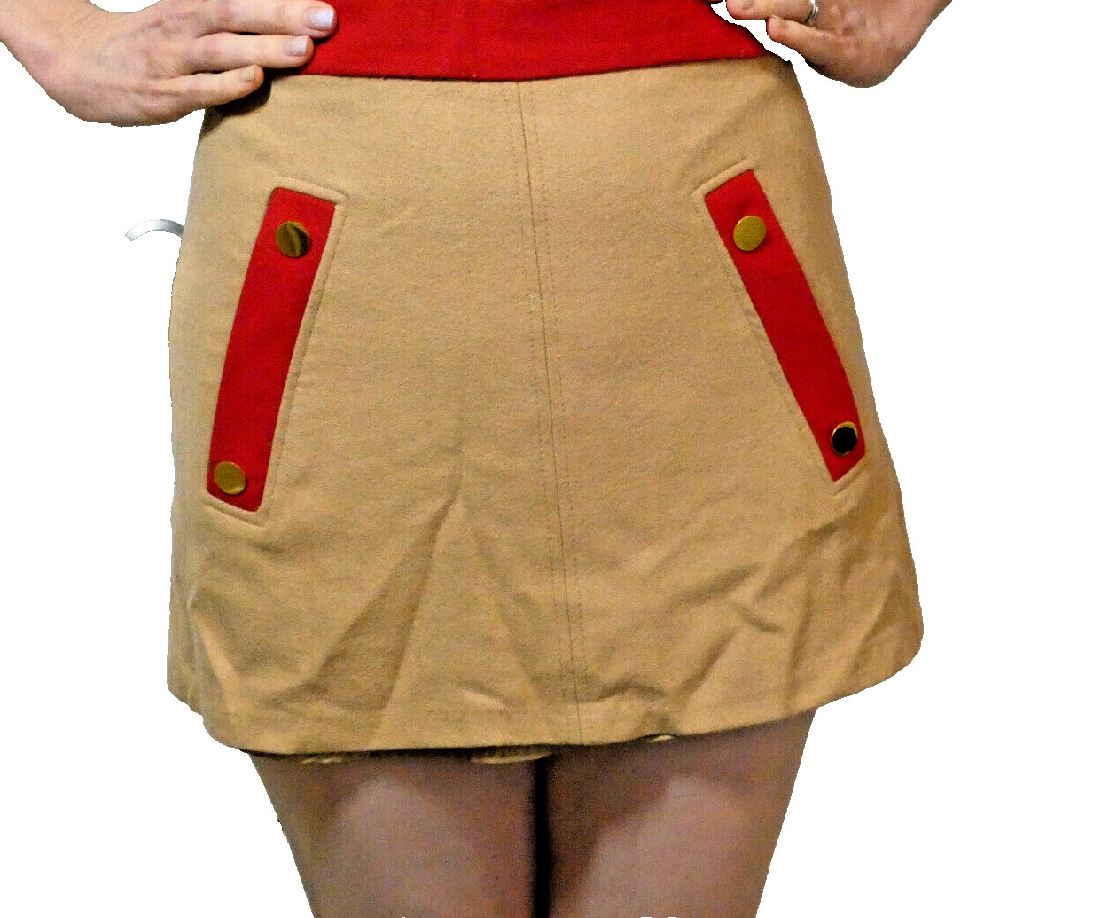 Micro Mini Skirt Brown Wool Vintage School Work Career Bombshell UK 8 = US 4