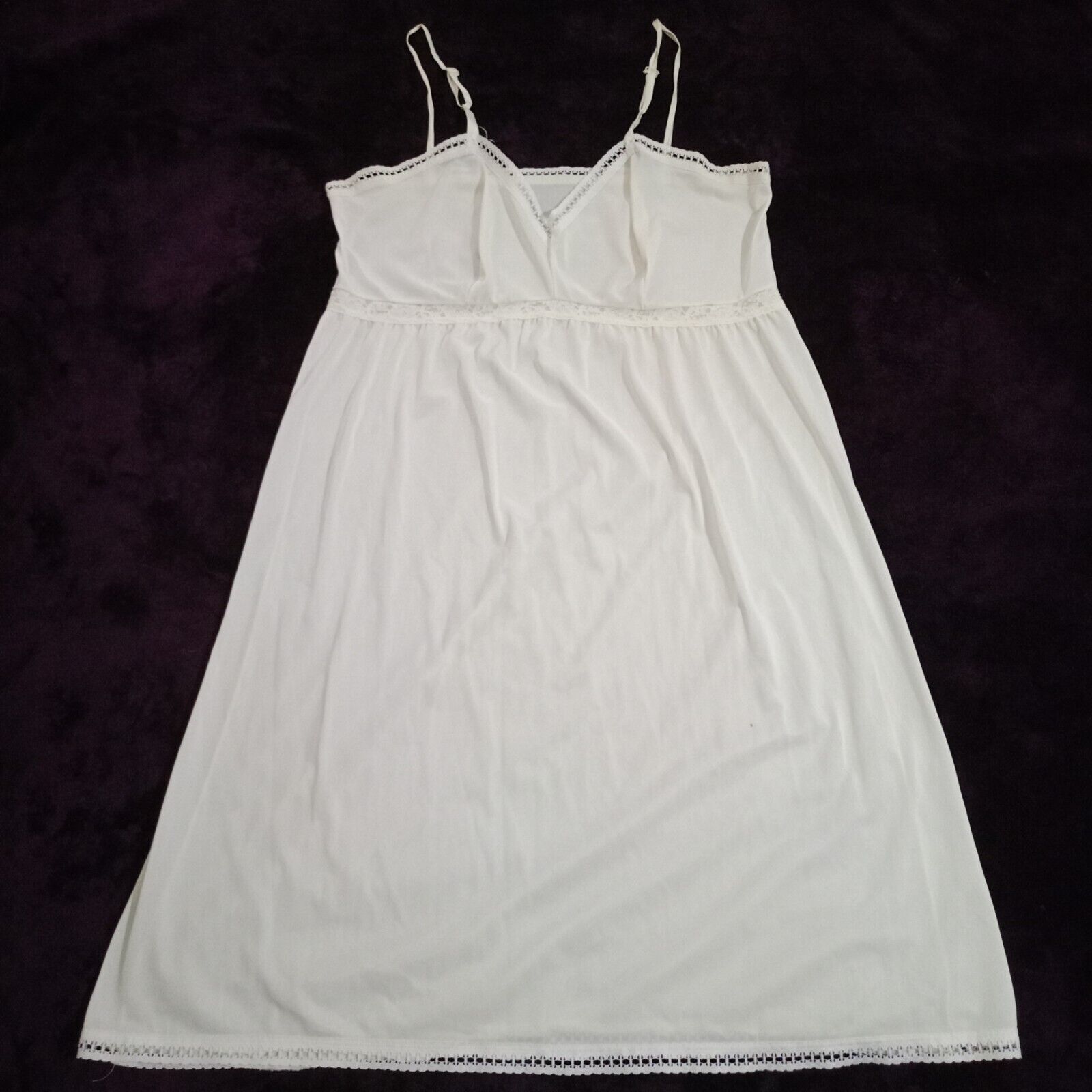 Vintage Leading Lady Sexy Full Slip Lingerie White Nylon Made in USA Size 38