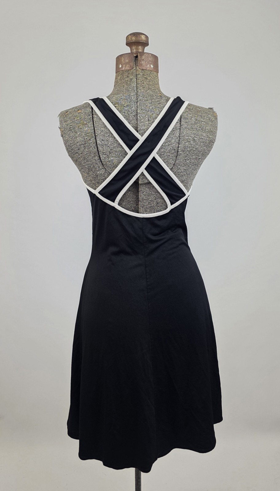 Michel Stephen Paris Vintage 90’s Women’s Black White Striped Crossback Dress M