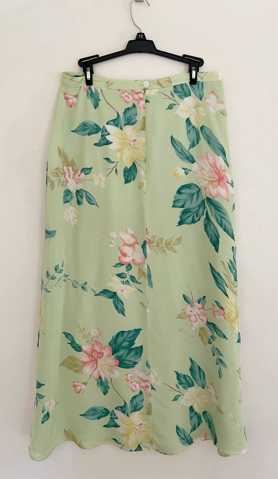 Vtg RENA ROWAN Silk Skirt 12 Romantic Cottage Long Green Floral Fairy Forest