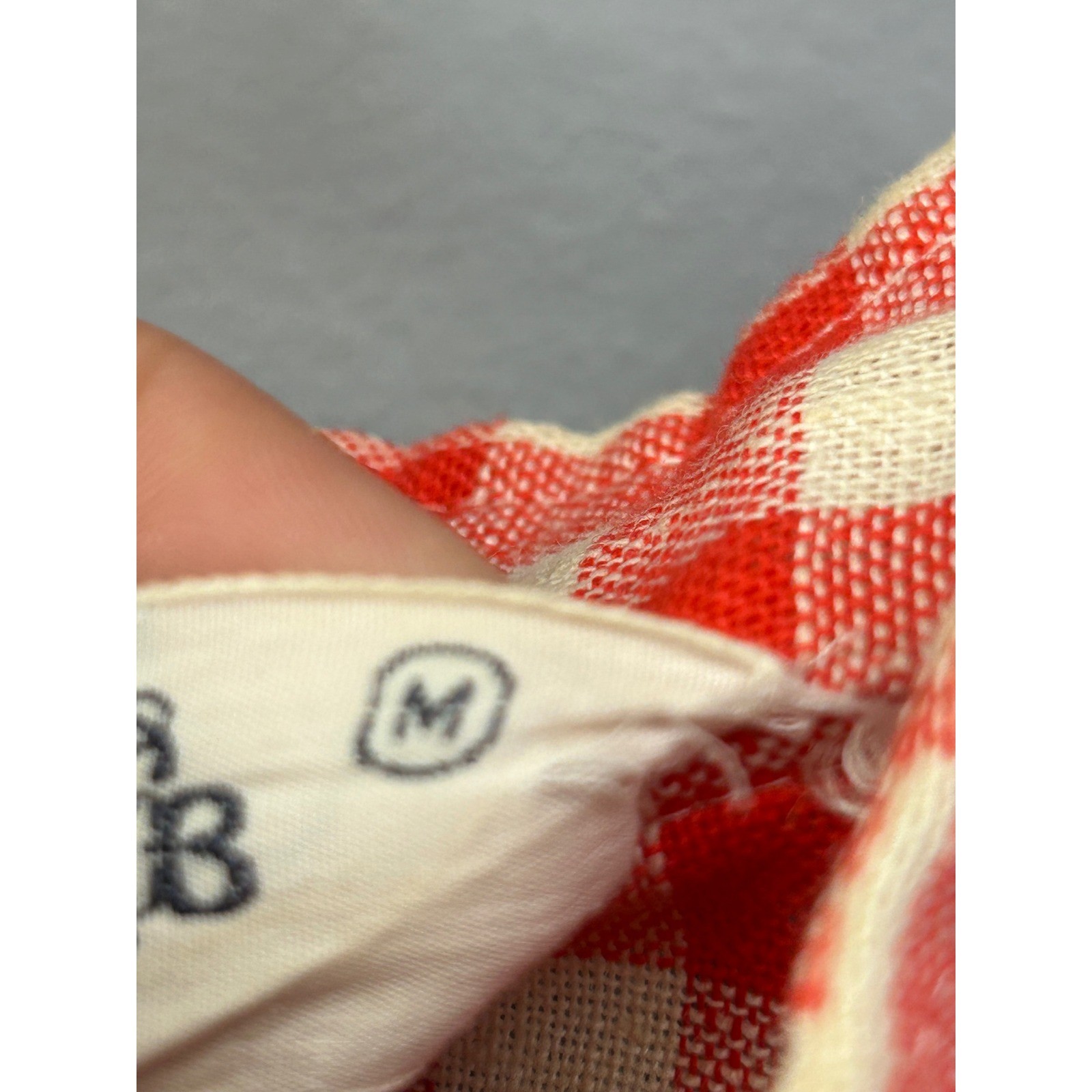 Cos Cob Blouse Women Medium Red Gingham Zip Up Mock Neck Long Sleeve Vintage