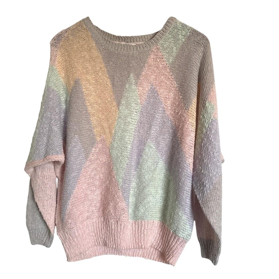 Vtg Renee Tener for Jeanne Pierre L Pastel Sweater Coquette Soft Girl Cozy Knit