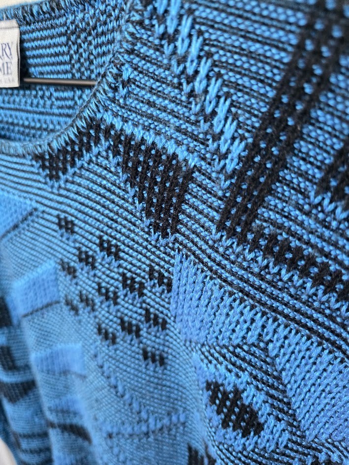 Vintage 80s Barry & Me Geometric Knit Sweater Vest Abstract Boxy Top Made in USA