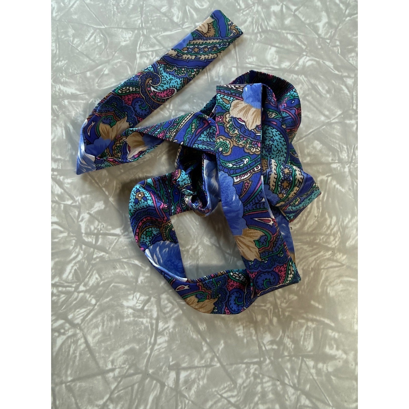 Vintage Lady Carol of New York Blue Paisley Floral Shift Dress Size 12 Retro