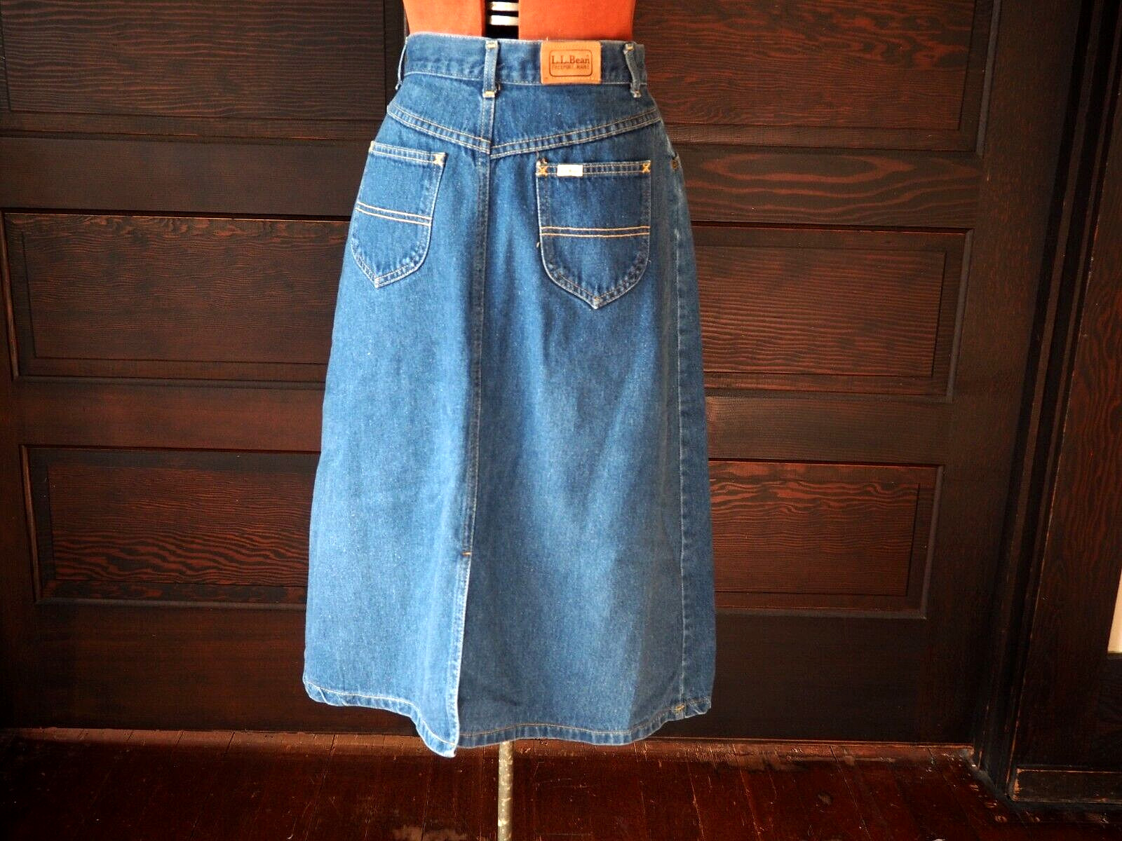 VTG 70s LL Bean 24×28 Blue Denim High Waist Jean Pencil USA Union Talon Skirt