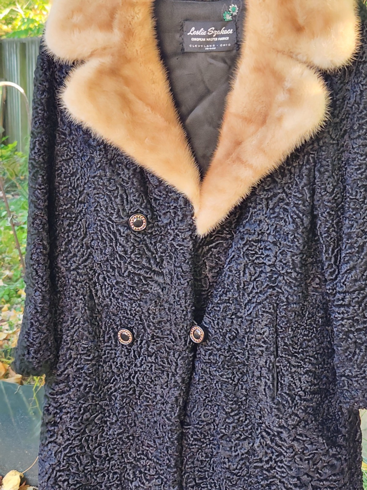 Persian Lamb Women’s Vintage Winter Coat Mink Collar