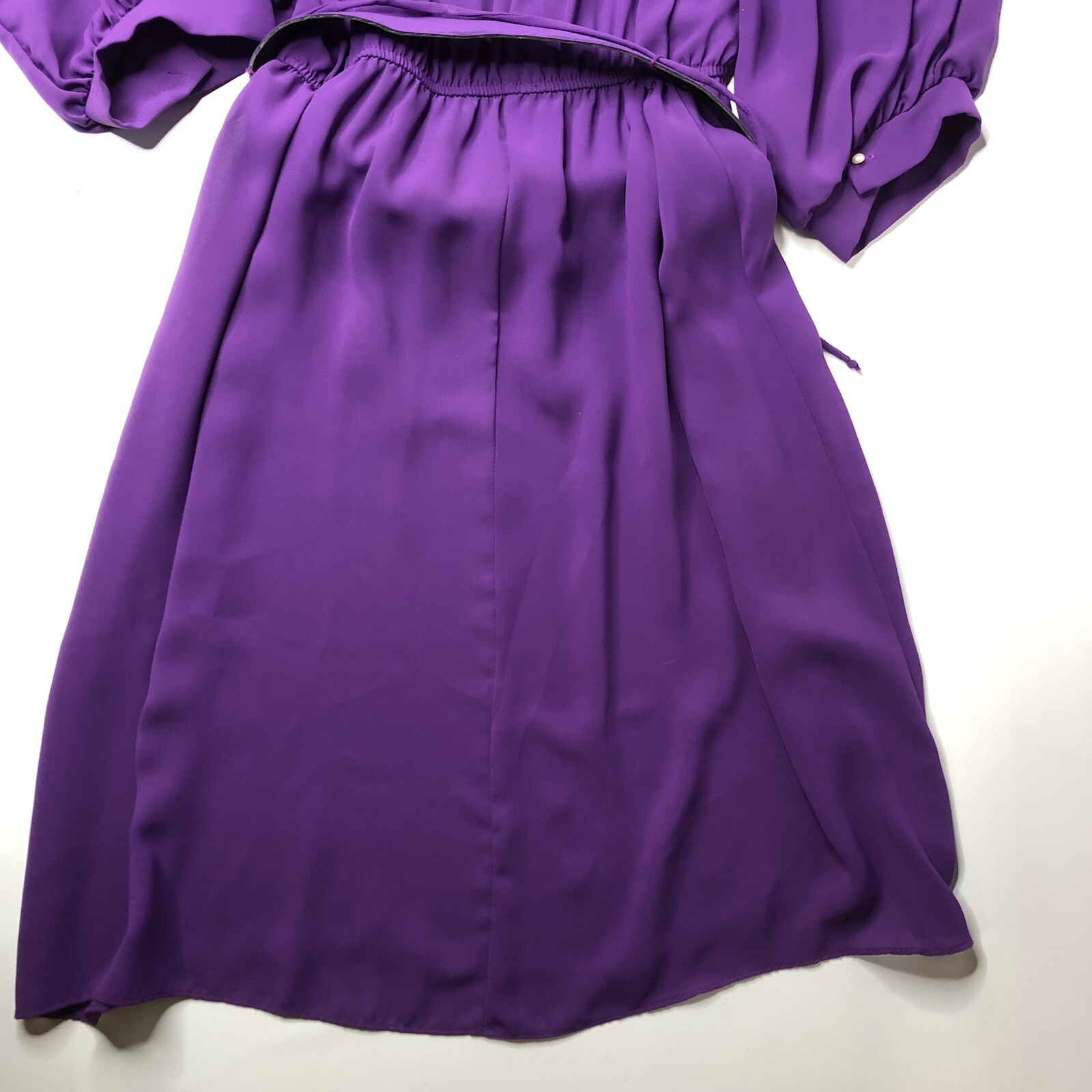 VTG 70s 80s Luci Pellini Balloon Sleeve Midi Dress in Plum Purple + Belt Fits: L