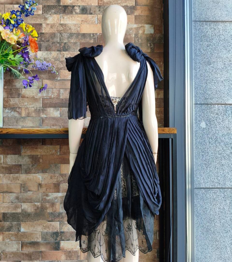 Vintage Silk Layered Evening Dress on Leopard Base Collection 2008 Size 1