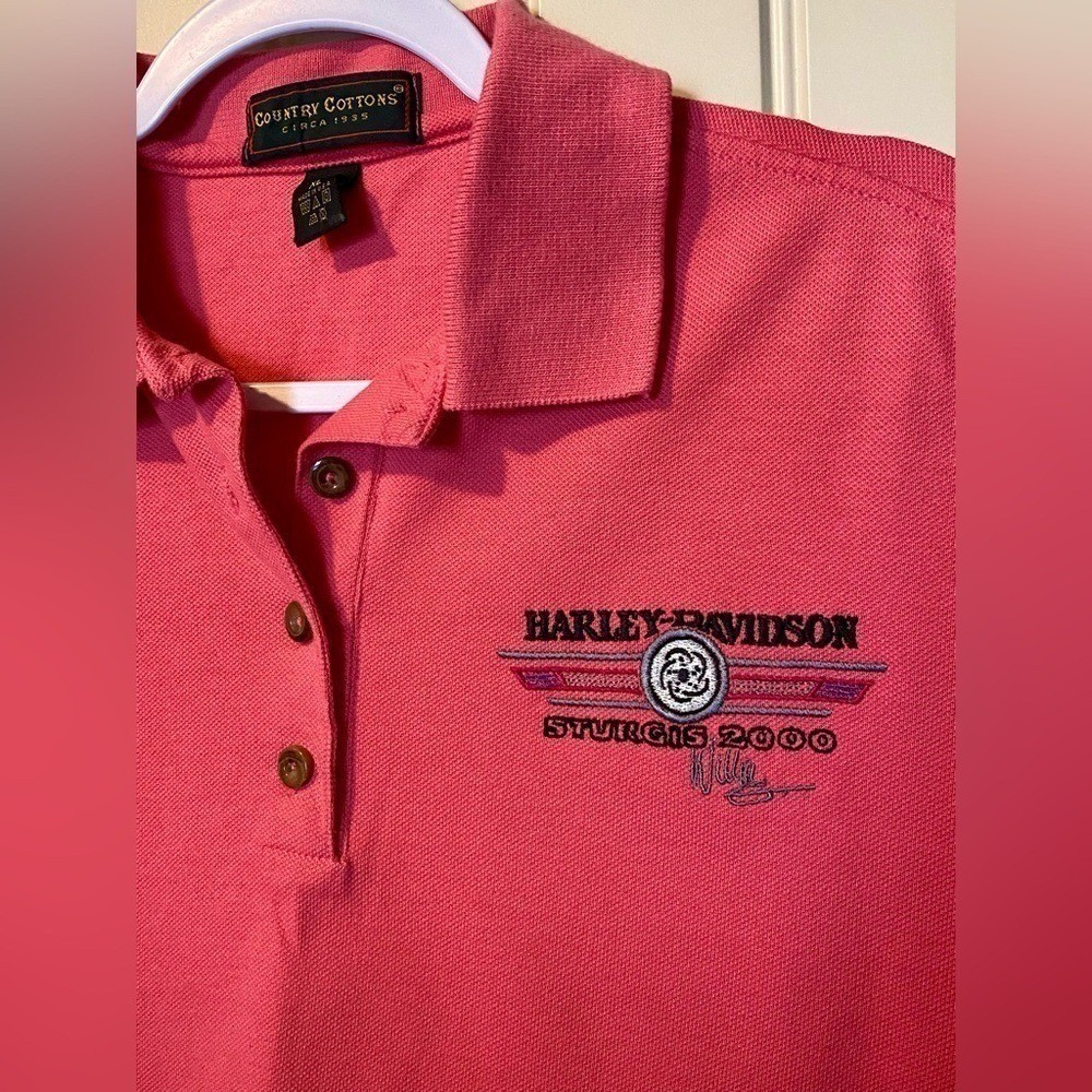 Vintage Pink Harley Davidson Sturgis 2000 Sleeveless Polo Shirt Top