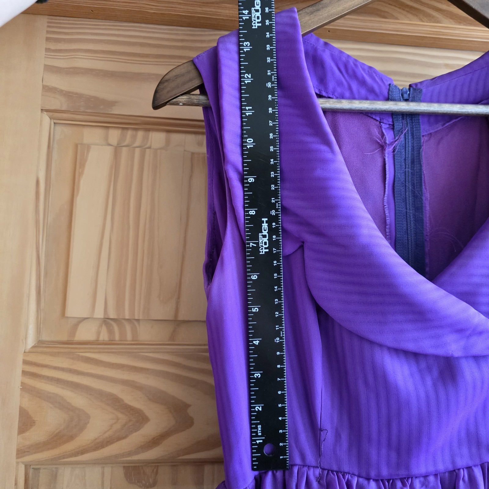 VTG 50’s 60s Handmade Purple A Line Dress V Neck Collar Rockabilly Full Swing