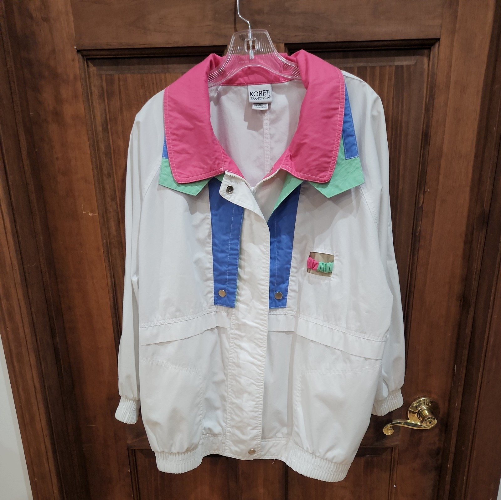 W52- Vintage Koret Francisca 80’s White Pastel Jacket Zipper Front Size M