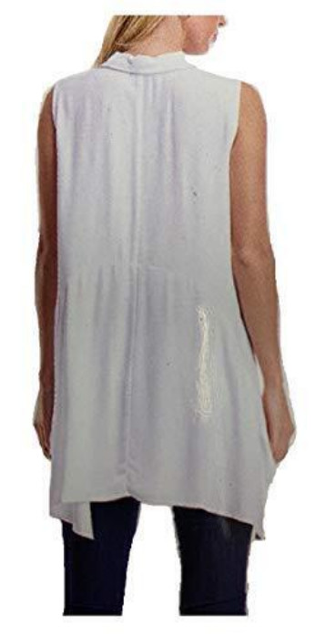 FEVER WOMEN’S SLEEVELESS HIGH LOW BUTTON FRONT BLOUSE(WHITE LARGE)NWT