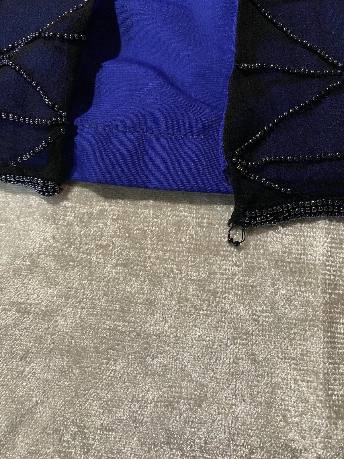 90s Andretta Donatello Beaded Prom Dress Blue Fitted Spaghetti Strap Y2K Small