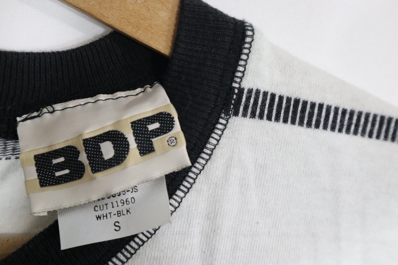 Vintage BDP Dress Black and White Stripes Drop Waist Cotton S USA Made 80s 90s