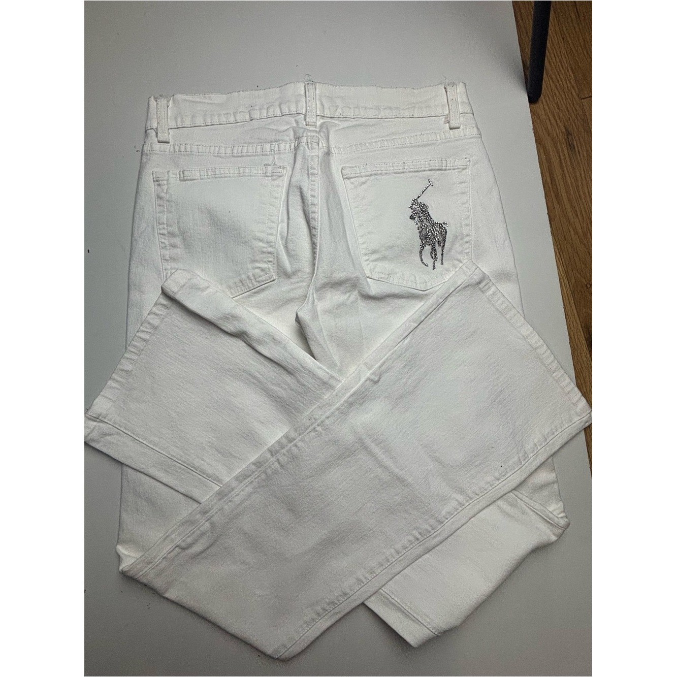 Ralph Lauren vintage white logo pocket embellished jeans sz 28