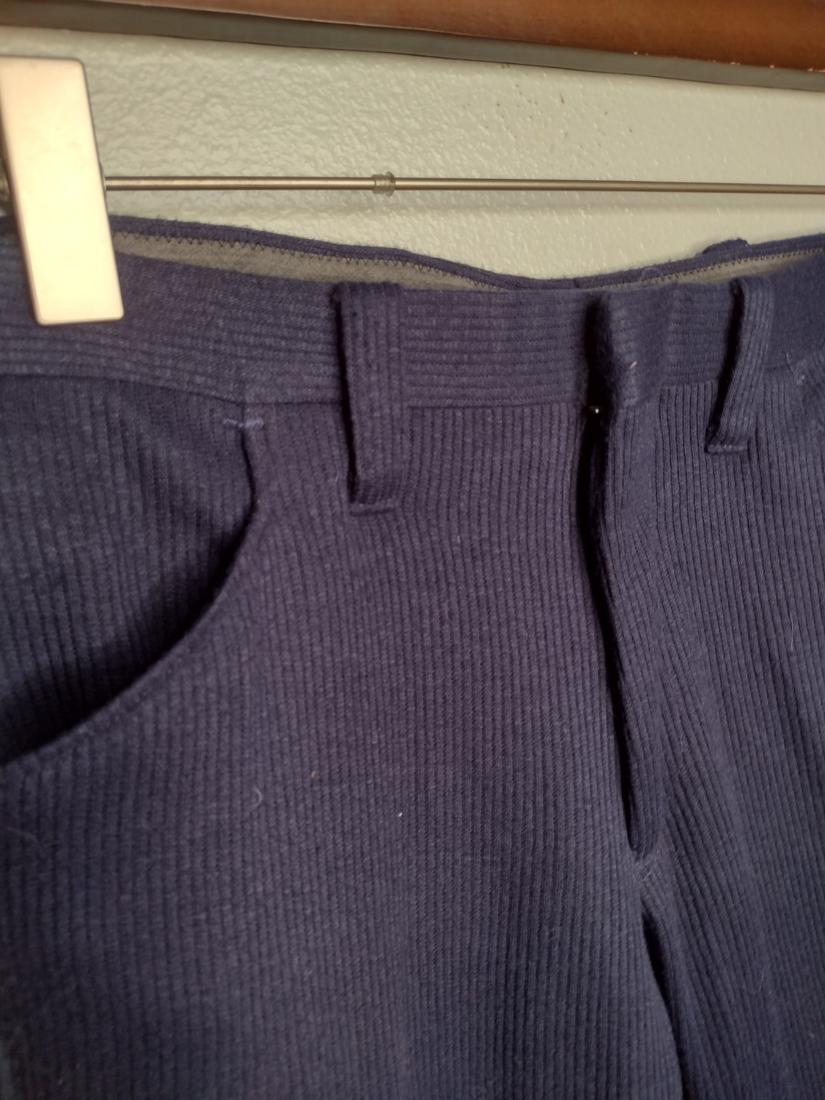 Vtg Male Slacks Jeans Mens Pants Navy Ribbed Boot Flare Retro A17